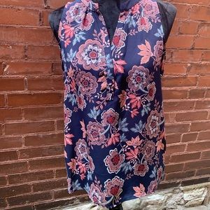 Alice Blue Stitch Fix Navy Floral Tank Top Small